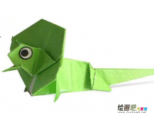 折纸大全：绿色小蜥蜴