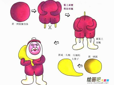 橡皮泥手工制作：可爱的圣诞老人