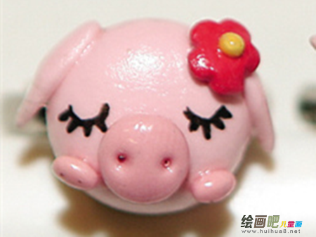 橡皮泥手工制作：可爱猪头