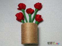 废物利用手工制作：康乃馨花瓶及布花