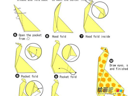 折纸大全：长颈鹿手工折纸