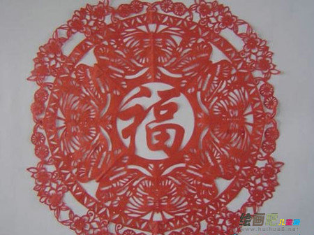 剪纸图案大全：福字蝶恋花