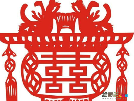 剪纸图案大全：喜字灯笼窗花简单