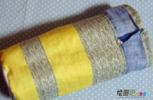 布艺手工制作：粗布做圆筒小布袋