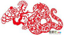 剪纸图案大全：蛇吐祥云
