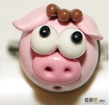 橡皮泥手工制作：橡皮泥可爱猪头