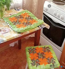 布艺手工制作：手工DIY拼布风车椅套