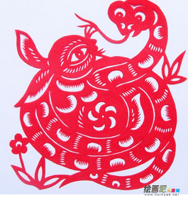 剪纸图案大全：剪纸蛇教程
