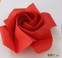 折纸大全：玫瑰花折纸教程图解-漂亮的红玫瑰