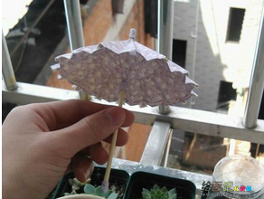 折纸大全：迷你油纸伞的折叠图解