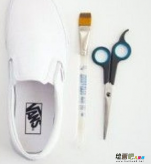 布艺手工制作：白色旧帆布鞋改造小制作