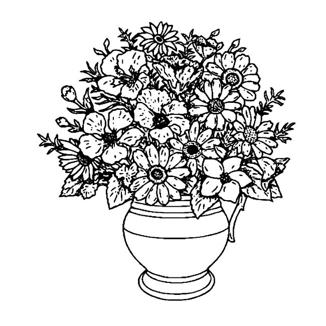花瓶里的花素描植物花简笔画步骤图片大全