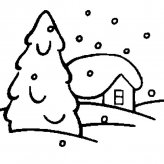 雪景房子简笔画图片