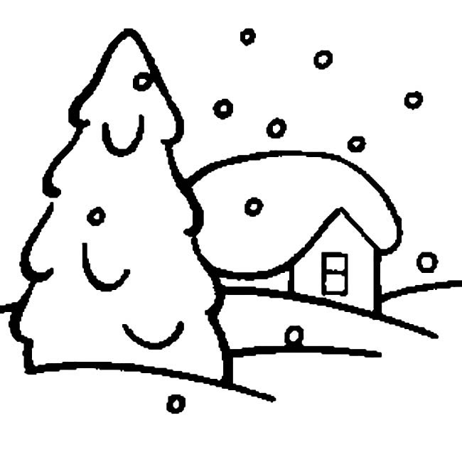 雪景房子简笔画图片