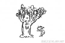 大树下乘凉简笔画图片