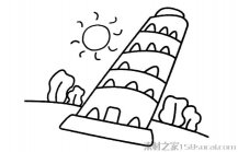 比萨斜塔简笔画图片