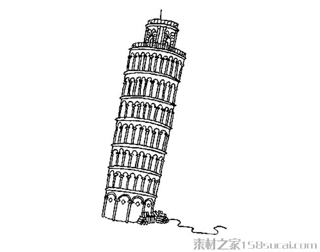 比萨斜塔简笔画图片