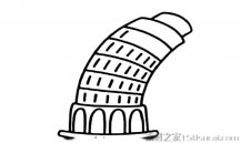 比萨斜塔简笔画图片