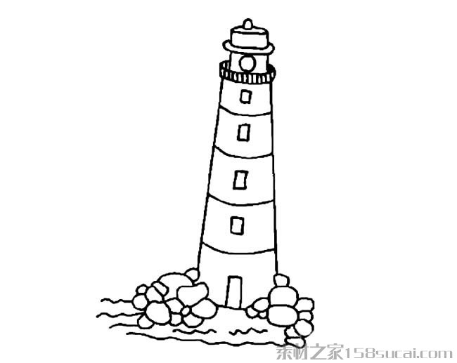 灯塔简笔画图片