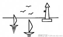 帆船灯塔简笔画图片