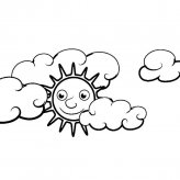 白云中的太阳简笔画图片