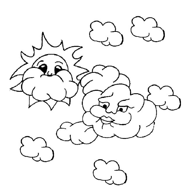 卡通太阳白云简笔画图片