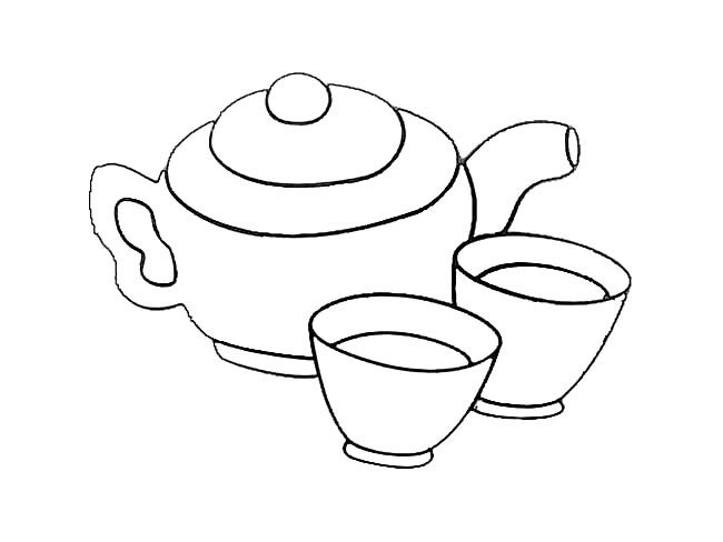 茶壶茶具简笔画图片