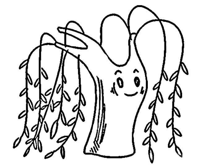 春天里卡通柳树简笔画图片