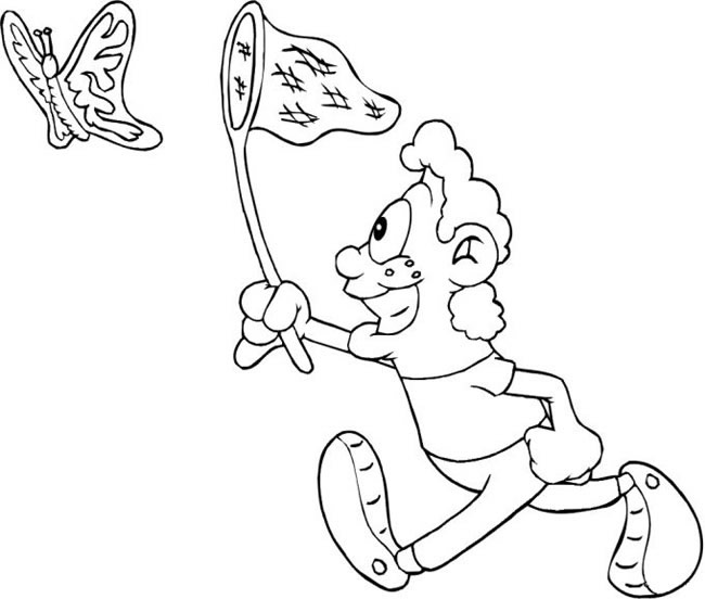 捕蝴蝶的小孩子简笔画