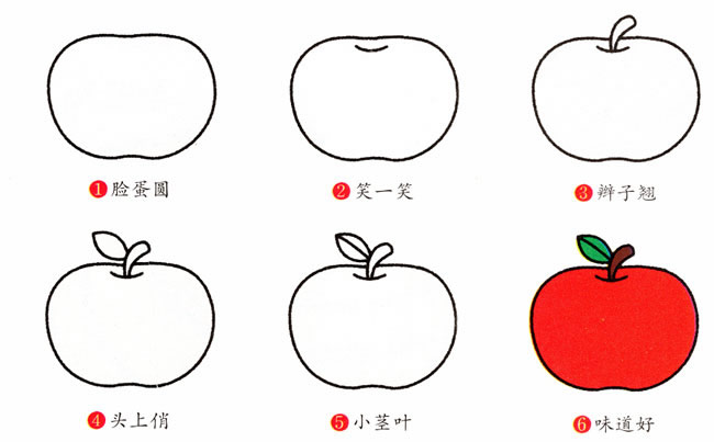 红苹果简笔画步骤图片大全