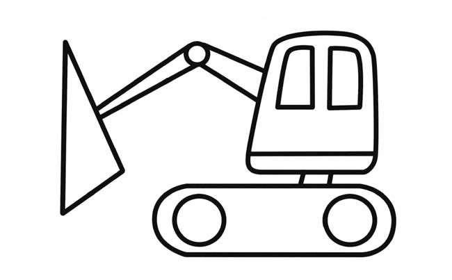 挖掘机交通工具简笔画步骤图片大全