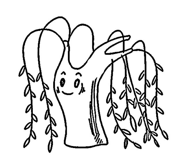 柳树植物花简笔画步骤图片大全