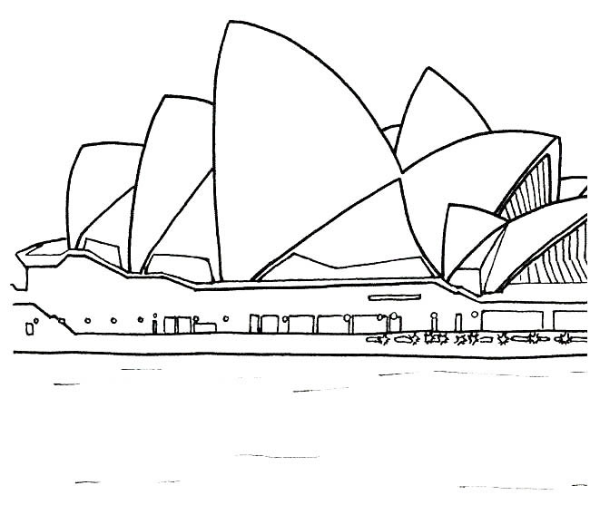 悉尼歌剧院建筑简笔画步骤图片大全