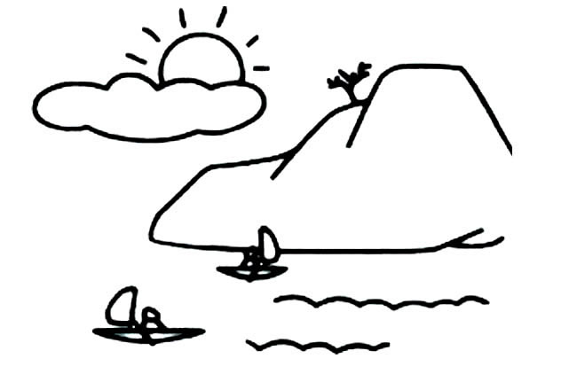 湖光山色风景简笔画步骤图片大全