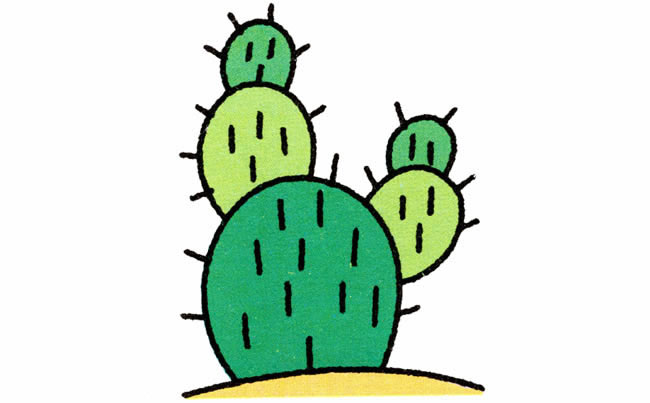 仙人掌植物简笔画步骤图片大全