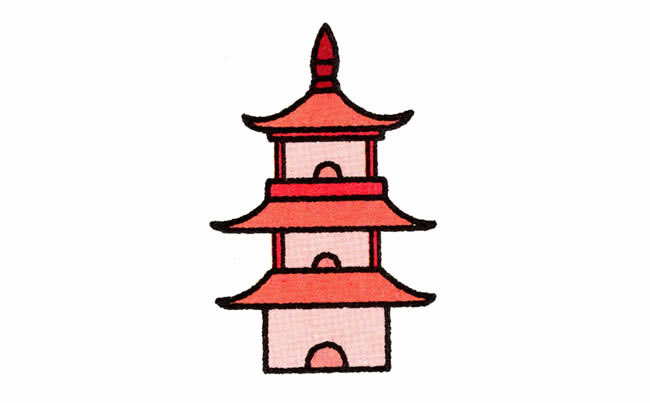 宝塔建筑简笔画步骤图片大全