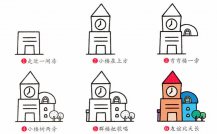 钟楼建筑简笔画步骤图片