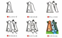 山上瀑布风景简笔画步骤图片大全