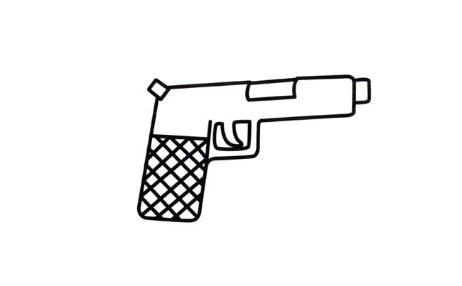 手枪物品简笔画步骤图片大全