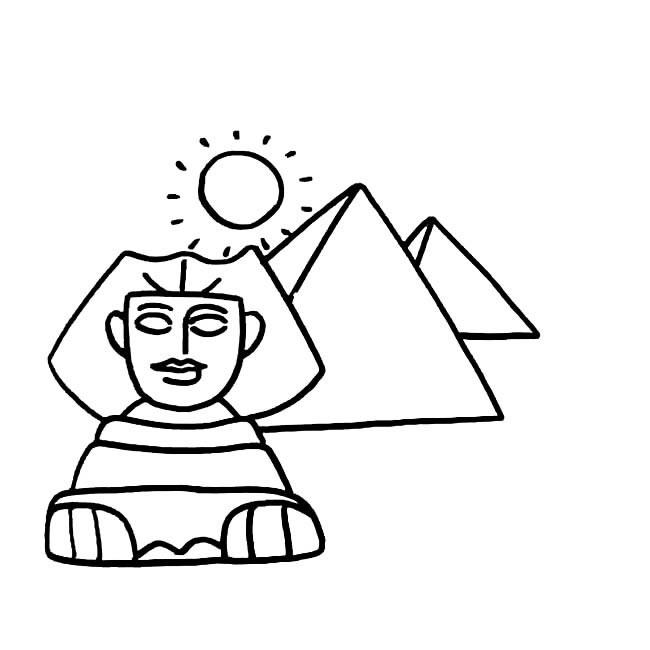 狮身人面金字塔风景简笔画步骤图片大全