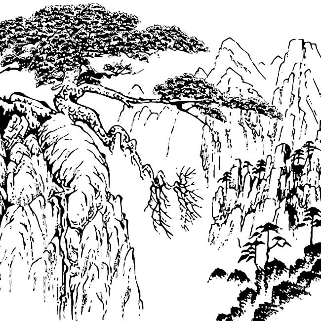 迎客松植物简笔画步骤图片大全