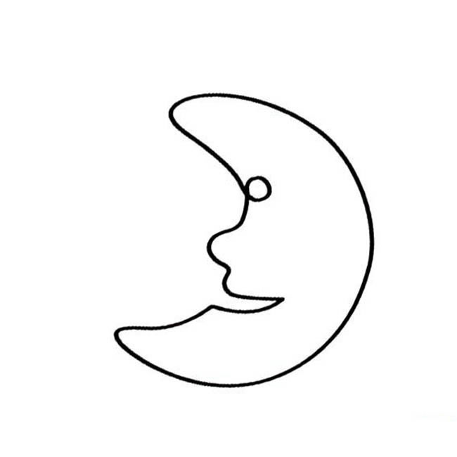 一笔画月亮风景简笔画步骤图片大全
