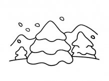 下雪的松林风景简笔画步骤图片大全