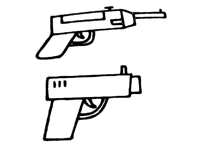 手枪武器简笔画步骤图片大全