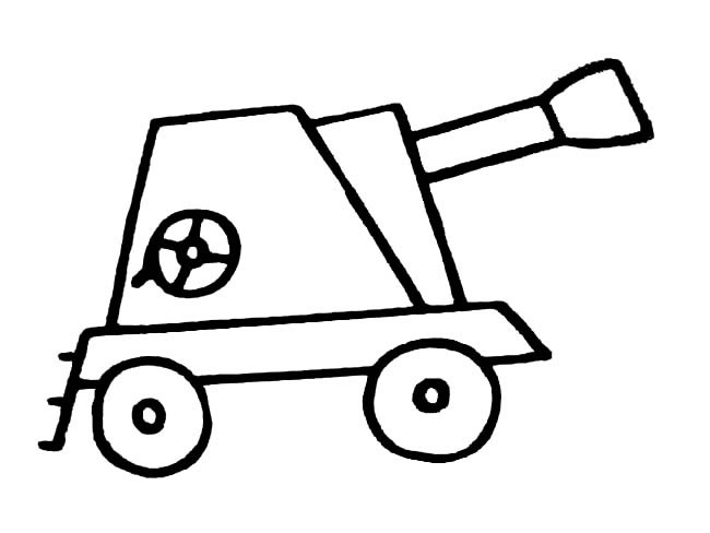 大炮武器简笔画步骤图片大全