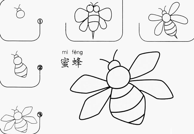 小蜜蜂怎么画简笔画图片
