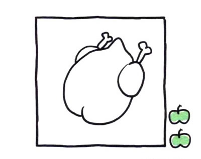 四步画出烤整鸡简笔画图片