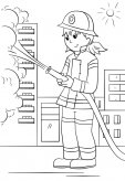 女消防员救火景像简笔画