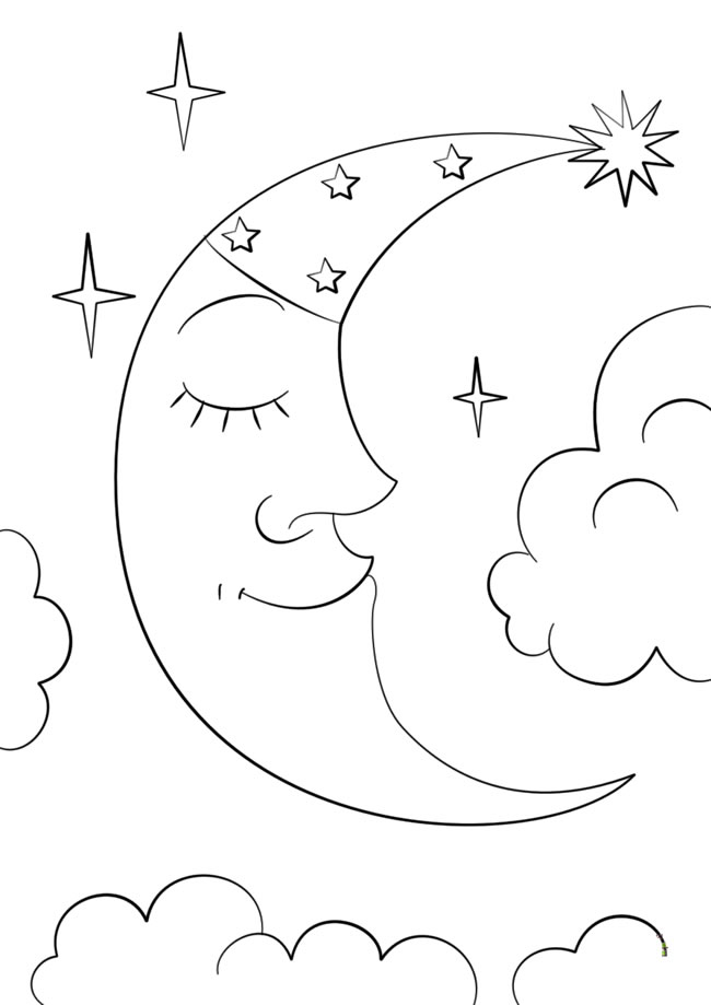 星星月亮卡通简笔画图片