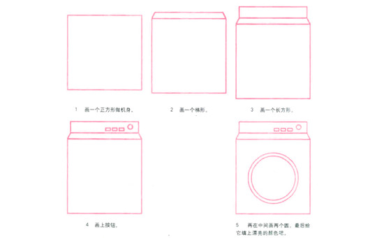 幼儿学画洗y机简笔画的画法步骤
